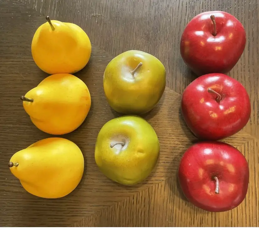 Vintage Faux Fruit. Red & Green Apples Yellow Pears. Staging Decor Stage Realistic Appearance