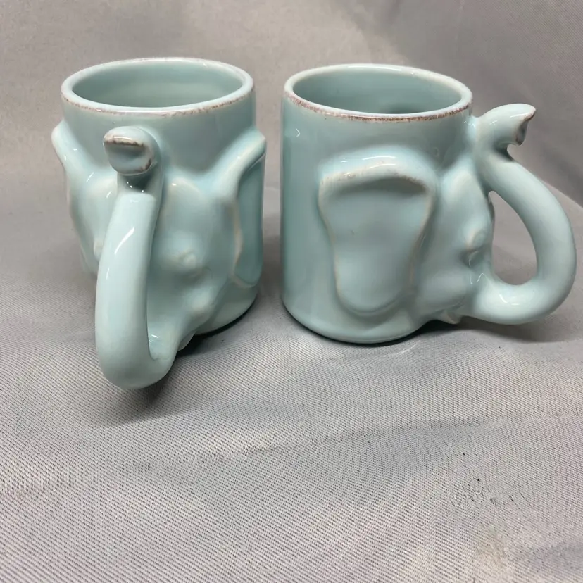 Pair Of Blue Children’s Elephant Mugs