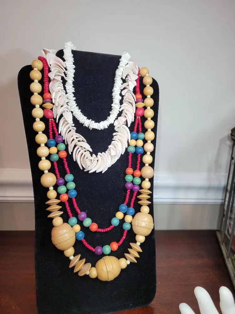 Costume Lot of Wood and Shell Jewelry