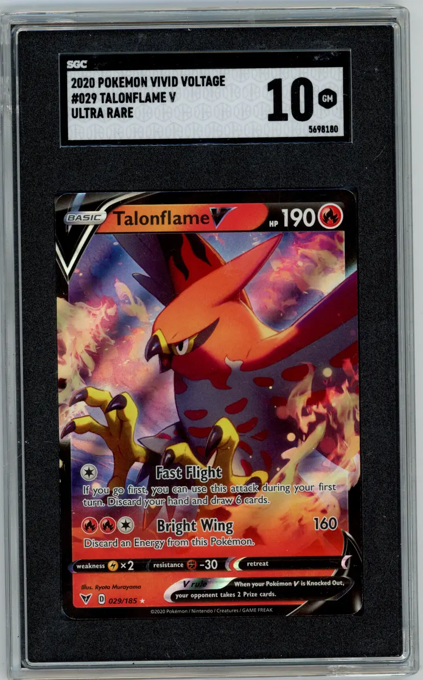 2020 Pokemon Vivid Voltage TALONFLAME V #029 Ultra Rare SGC 10 GM