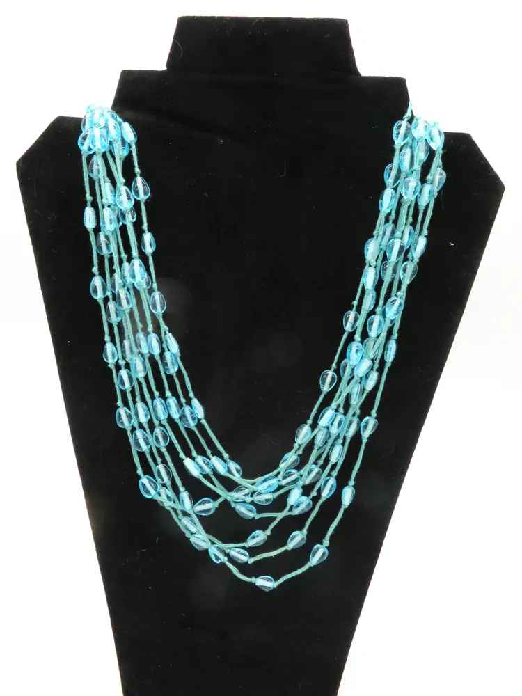 Vintage 8 strand Aqua Blue Glass Beads