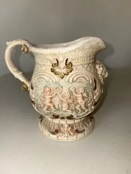 Vintage Ceramic Cherub Pitcher E191 Made In Japan