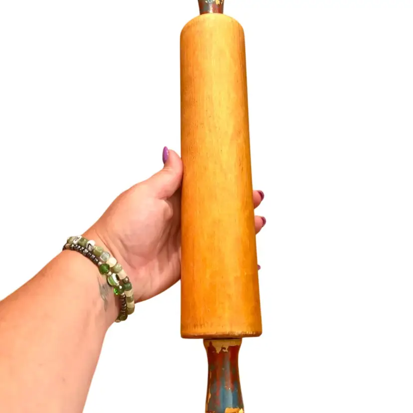 Vintage Wooden Rolling Pin Painted Handles
