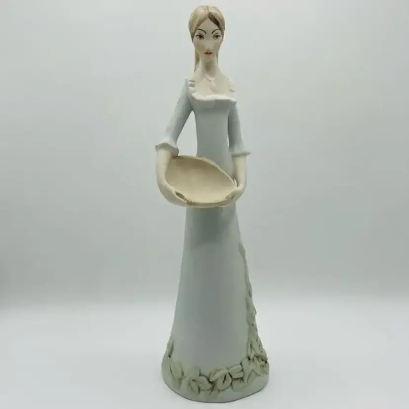 Royal Dux Bohemia Lady with Basket Tall Bisque Porcelain Figurine