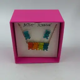 Betsy Johnson Multi Colored Gummy Bear Neckless And Earrings With Original Box