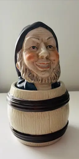 Vintage Leprechaun In Barrel Lidded Tobacco Jar/Humidor