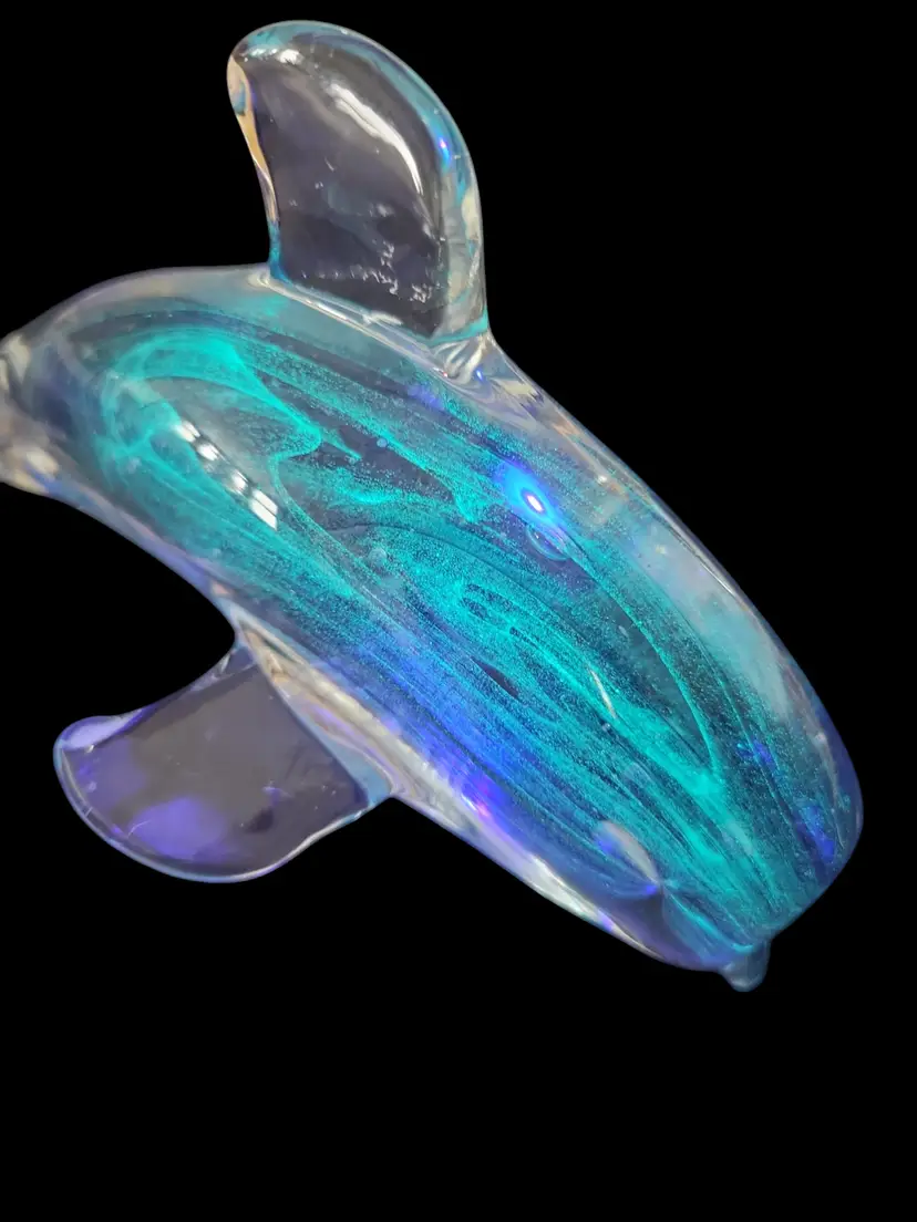 UV Glow Dynasty Dolphin Paperweight 6 X 3.5" “ Flipper”