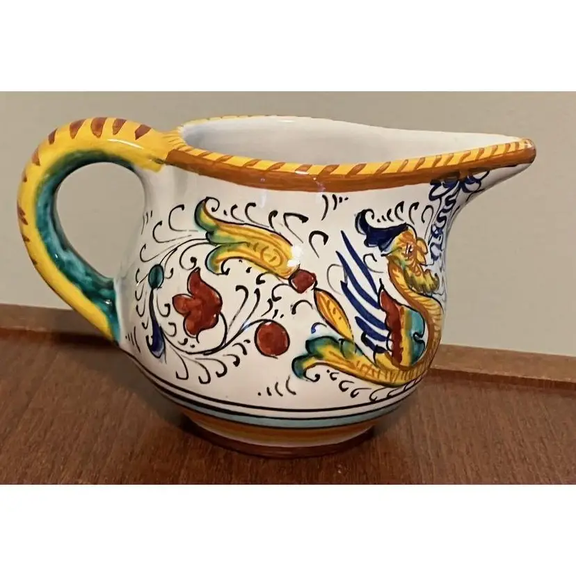 Handmade Decorative Italian Stoneware Milk Jug Raffaellesco Dragon