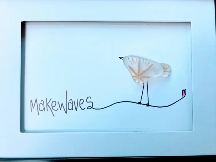 Reimagined Vintage Glass Art Whimsical Bird ~Make Waves