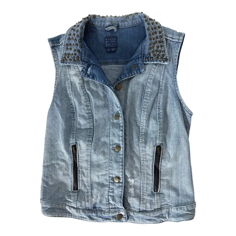 Guess Studded Denim Vest Y2K Size S