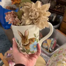 Large Bunny Mug W/ Flowers