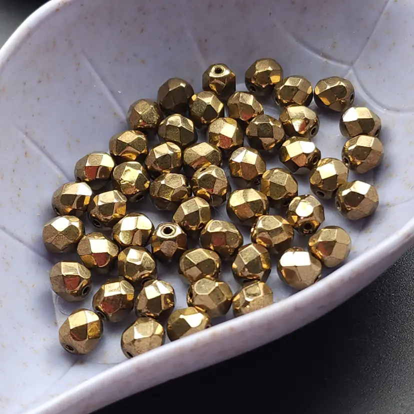 50pcs 6MM Czech Glass Beads, antique gold #BC167