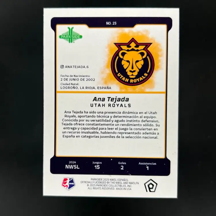 Ana Tejada 2025 Parkside En Espanol Silver Border /100  Soccer Card