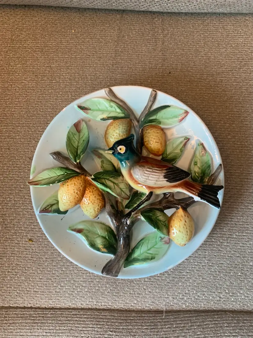 3D Plate With Bird And Fruit Japan