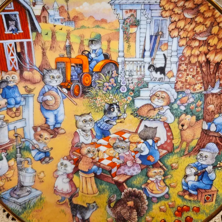 Vintage "Purrfect Feast" Franklin Mint Kitty Bill Bell Collector Plate Cats Kittens
