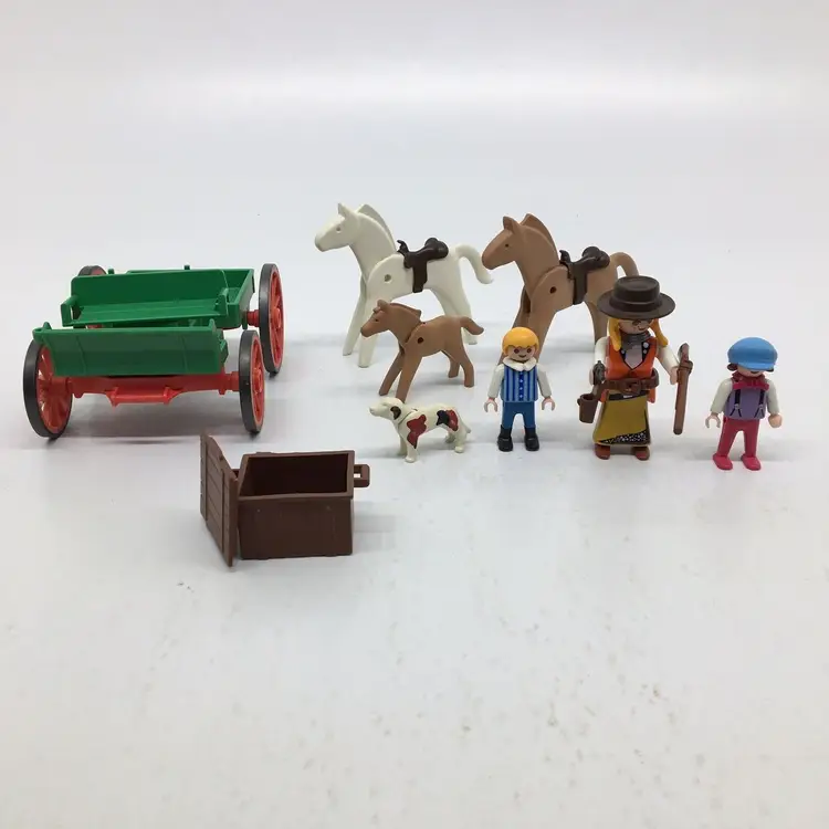 Playmobil 3804 Western Buckboard/Annie Oakley- Incomplete- For Replacement Parts