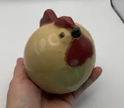 Handmade Pottery, Chicken Hen Paperweight. Heavy 4” Tall. Glazed.