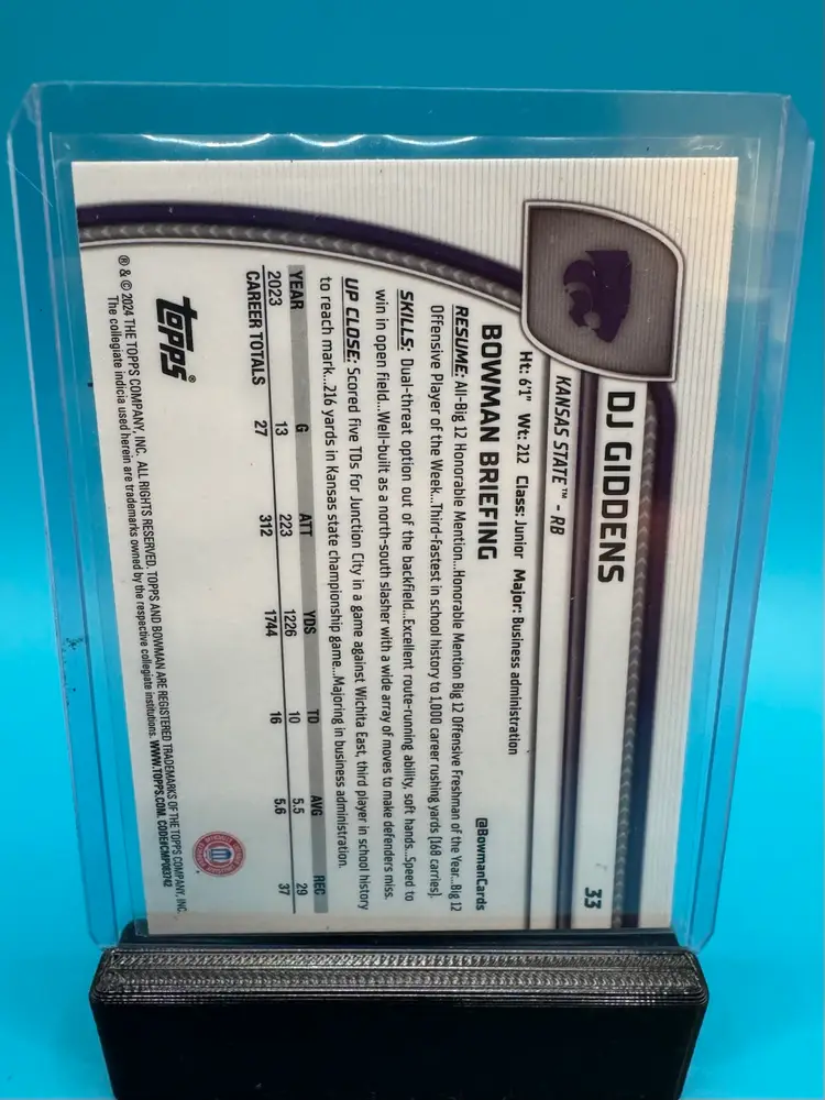 DJ Giddens 1st Bowman Chrome U Sapphire Indianopolis Colts