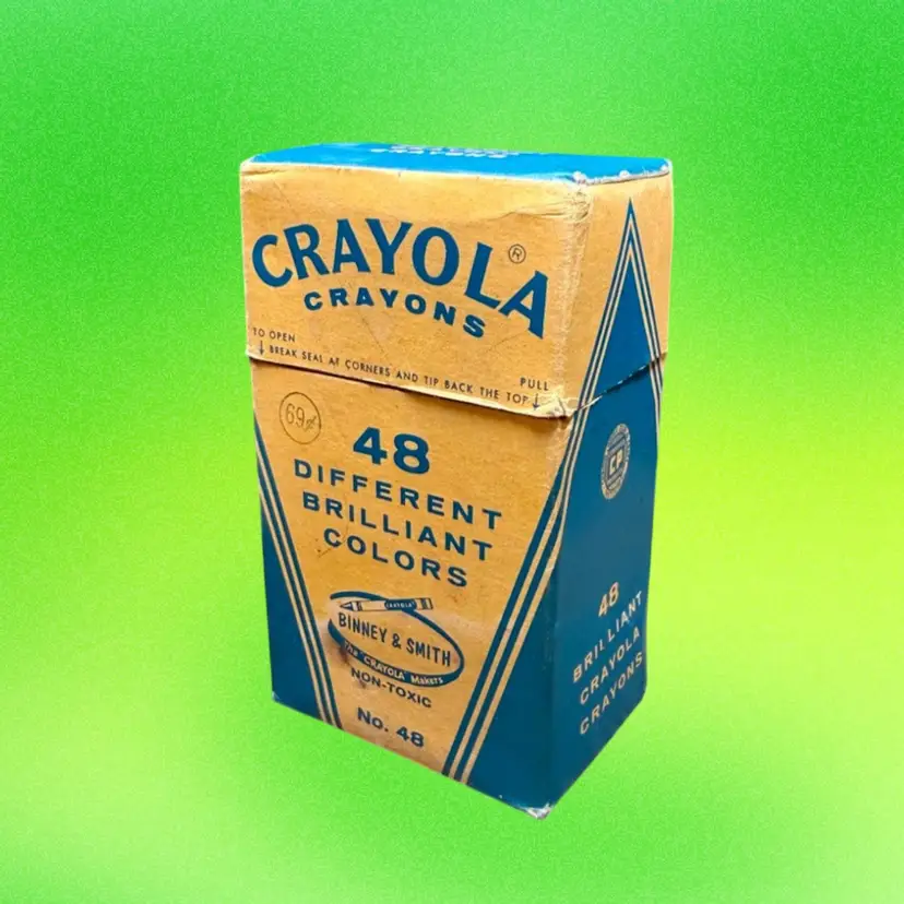 Vintage Crayola Crayons 48 Count 69 Cent Box 1968–72 Binney & Smith USA