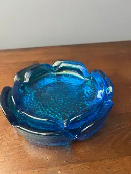 Blenko Nesting Glass Ashtrays Blue Lotus Set of 2 Textured 1960’s MCM Vintage

5” And 6 “