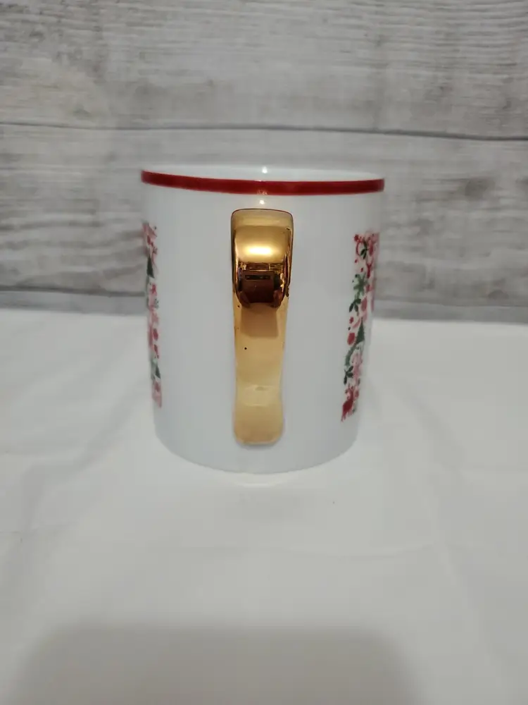 Ciroa With Love Mug Monogram Initial M Real Gold Handle 12 oz Holiday Design Cup