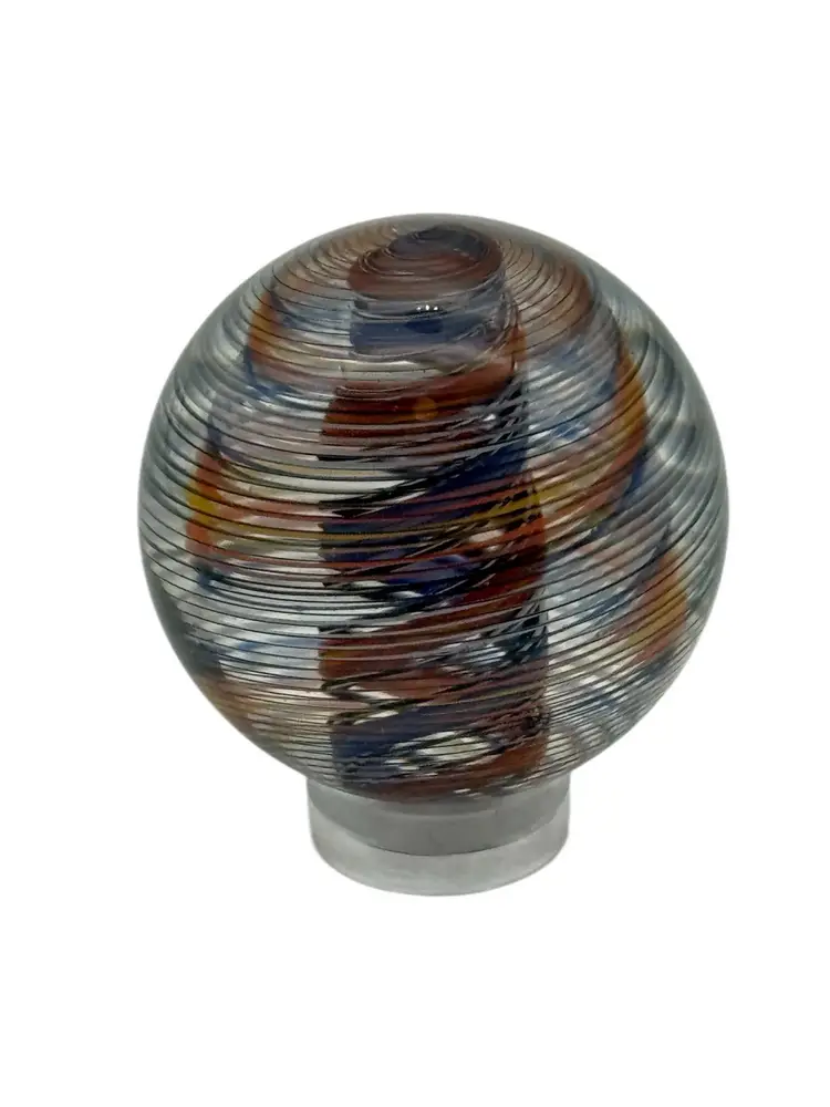 🧬Orange Purple White Art Glass DNA Marble 🧬 Unsigned