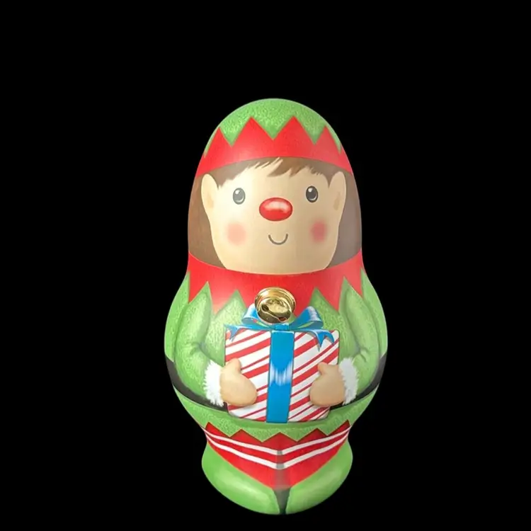 Elf Metal HolidayTin 3D Empty•Great For Gifts Or Candy•Free Standing•READ
9” T x 5” W