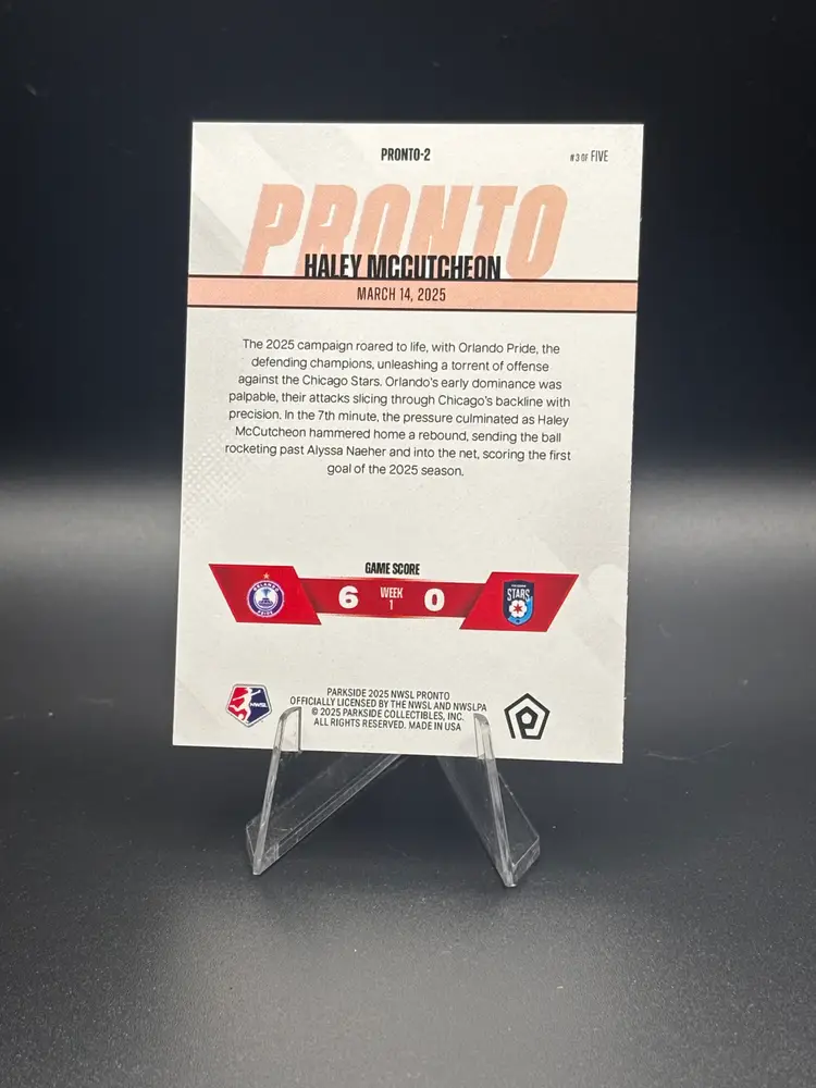 Haley McCutcheon 2025 Parkside Pronto-2 Red /5 Parallel Orlando Pride