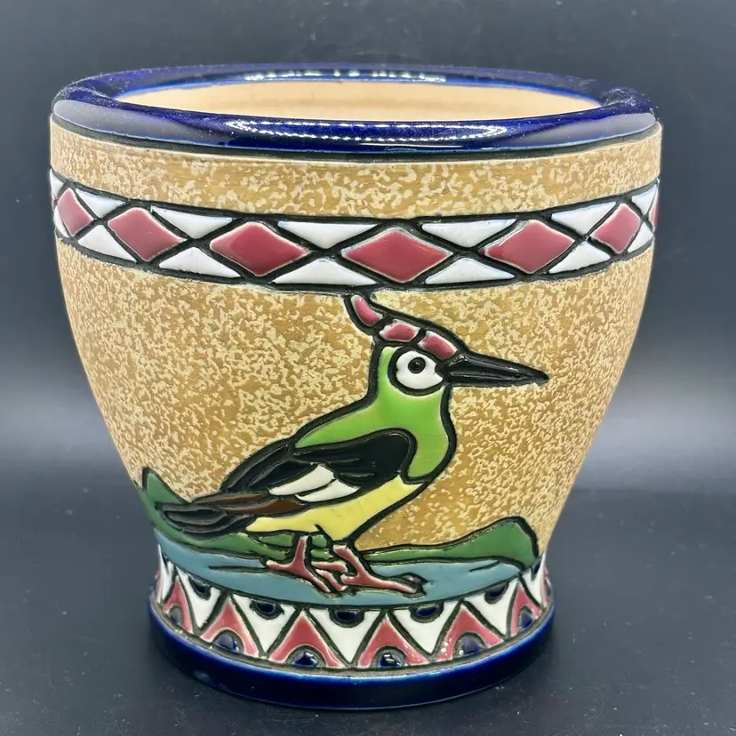 Amphora Czechoslovakia Pottery Planter With Birds 5.5”*