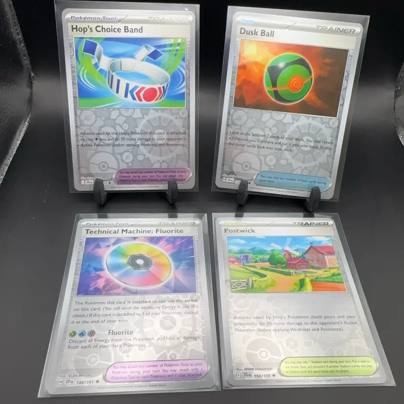 Pokémon Reverse Holo Lot Hop’s Choice Band, Dusk Ball, Technical Machine: Fluorite, Postwick