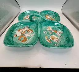 Vietri Italian Art Pottery Hand Painted Divided 10” VTG Giordano