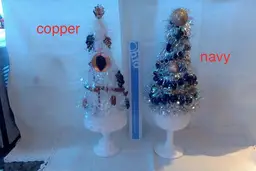 Handmade Vintage Jewelry Christmas Trees on Milkglass Pedestals. One of a Kind Designs.