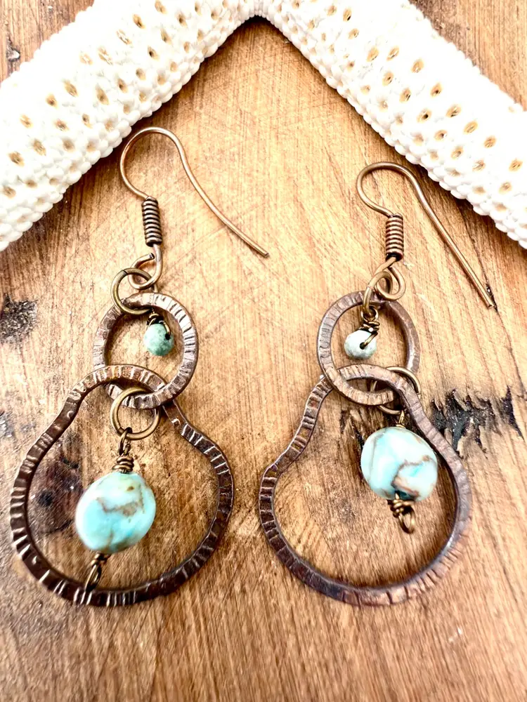 Boho Mixed Metal And Calcite Beads Hoop Earrings