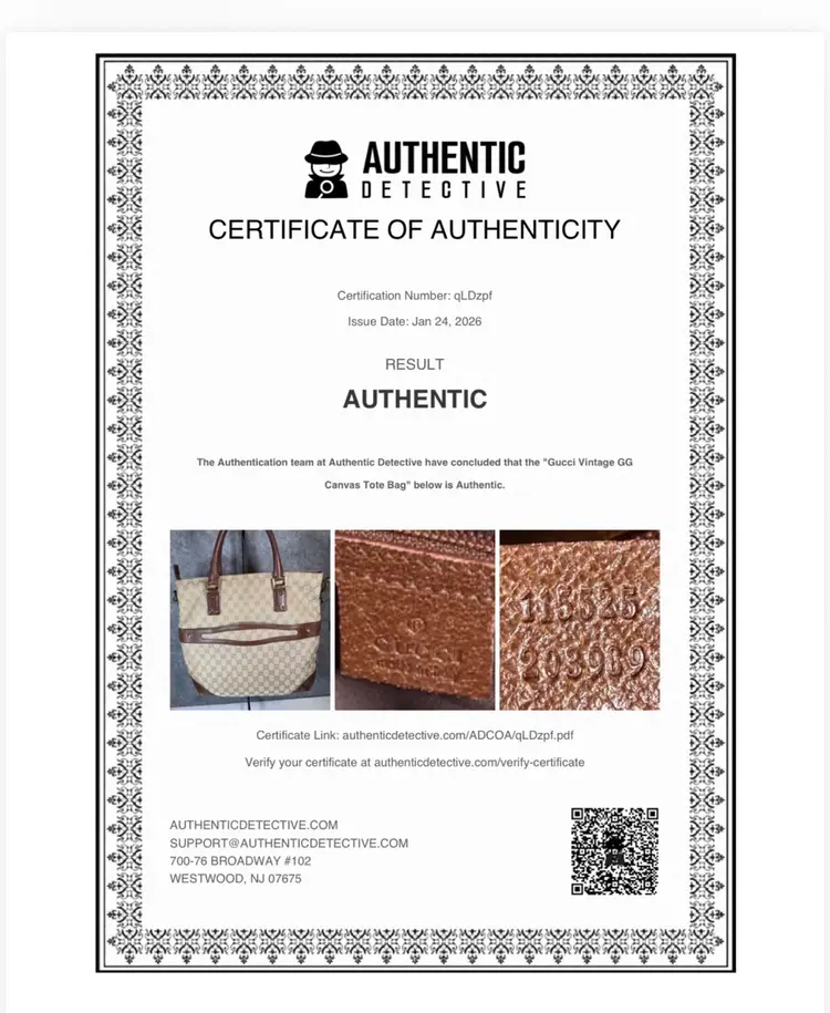 Gucci Vintage GG Canvas Tote – Brown Leather Trim – Made in Italy