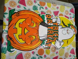 1990's Vintage Ghost Pumpkin Trick or Treat Halloween Sign Yard Art Party Decor