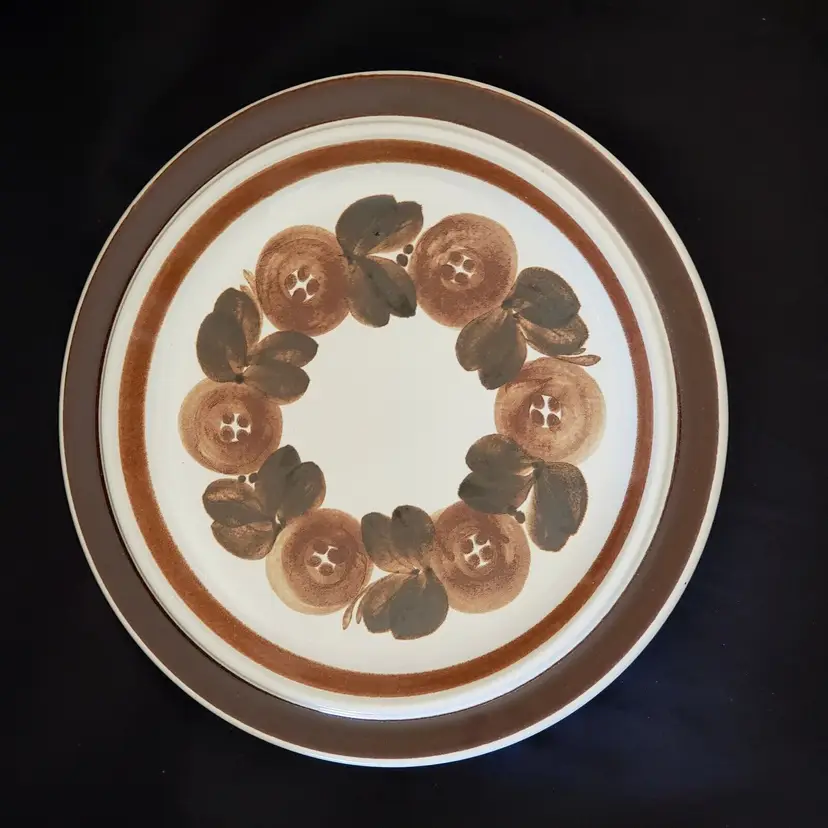 Arabia Procope Brown Anemone 13" Round Serving Platter Finland Signed