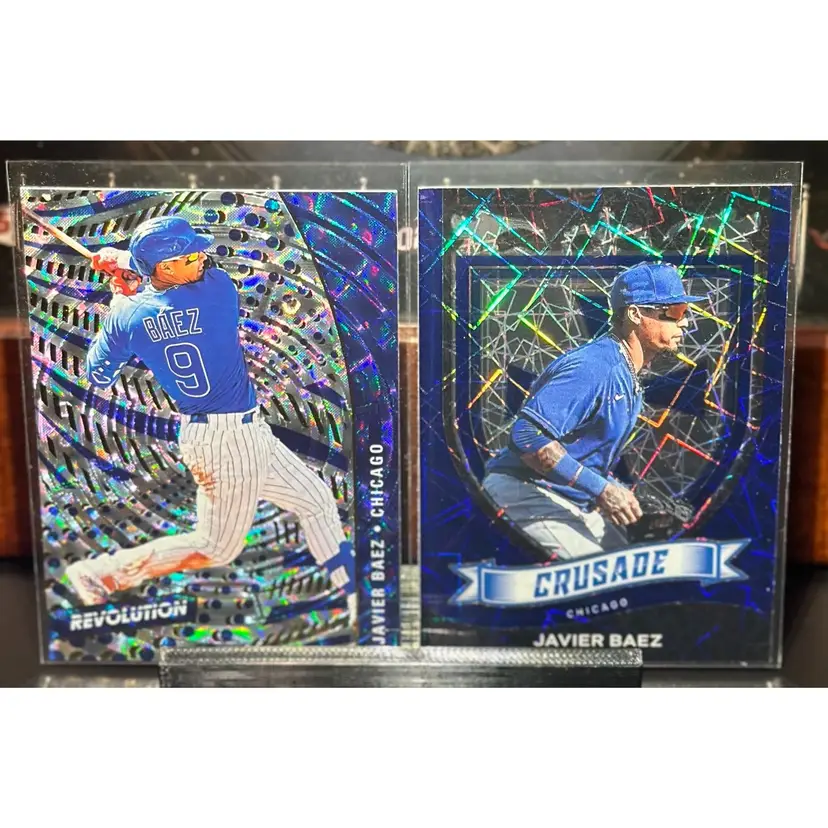 Javier Baez Chicago Cubs 2021 Panini Chronicles Crusade Blue Velocity & Revolution Fractal