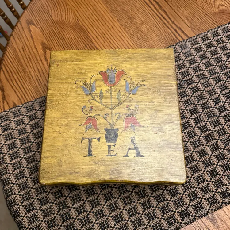 Hand made wooden tea box Vintage Style.