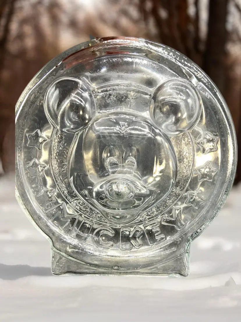 Mickey Minnie, Mouse Glass Piggy Bank Marked Walt Disney Company