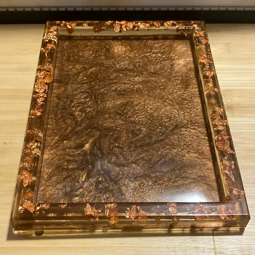 Resin Trinket Tray Copper With Copper Flakes