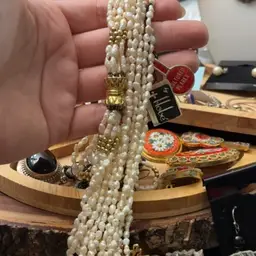 Hobe Cultured Pearls Madonna Tag Gold Tone Beads