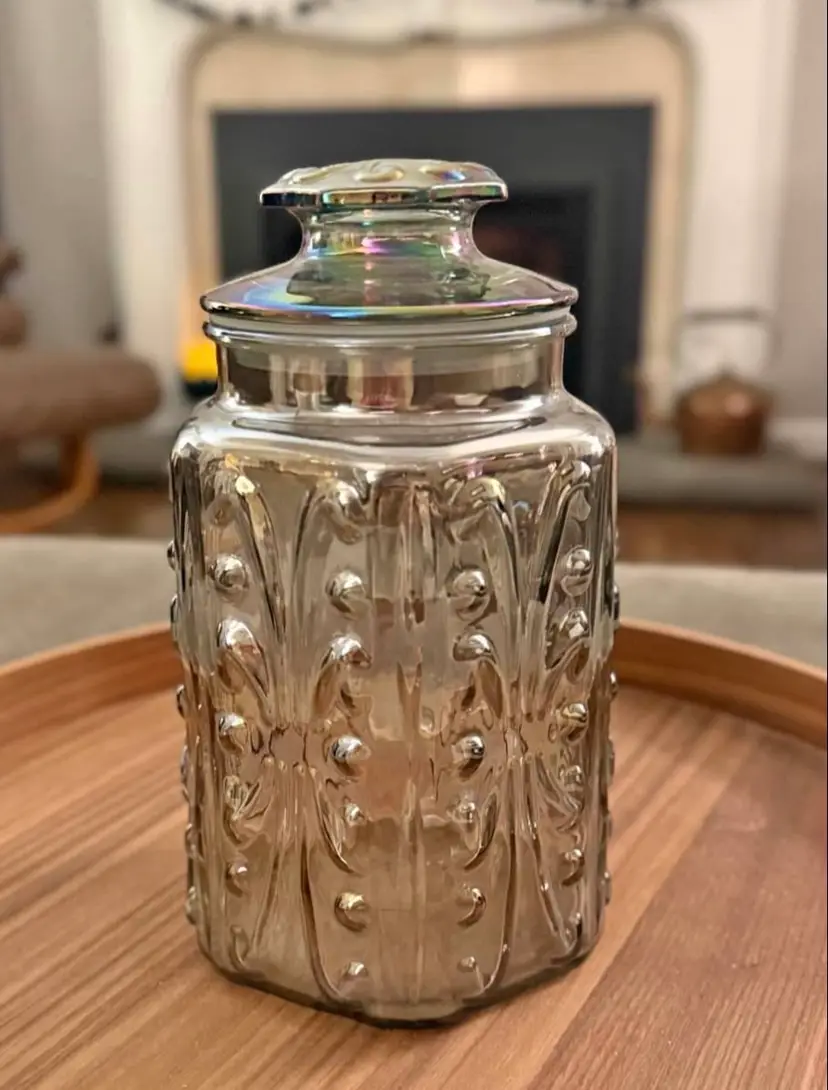 Vintage LE Smith Imperial Atterbury Scroll Canister Jar With Lid 9"