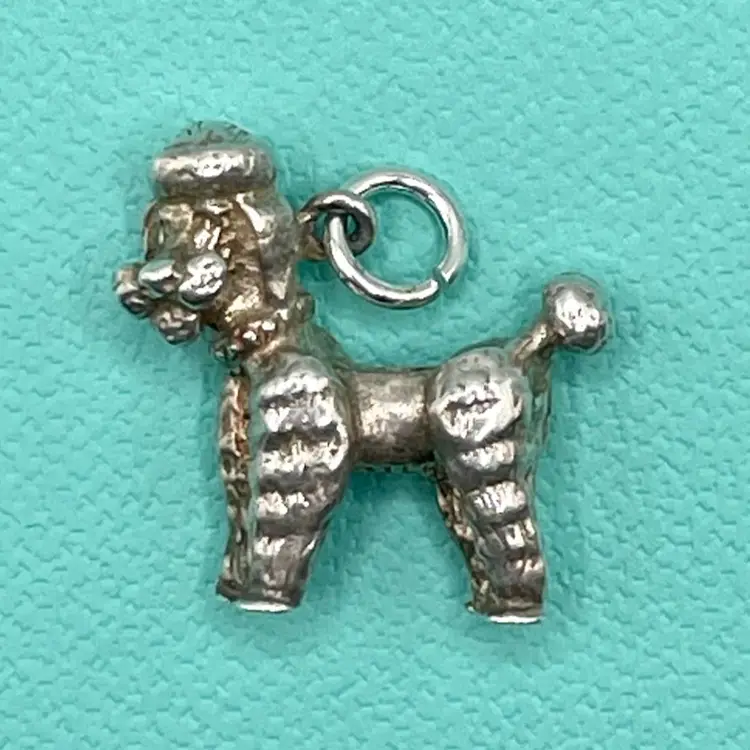 Vintage Poodle Sterling Silver Charm - fine detail, marked STER