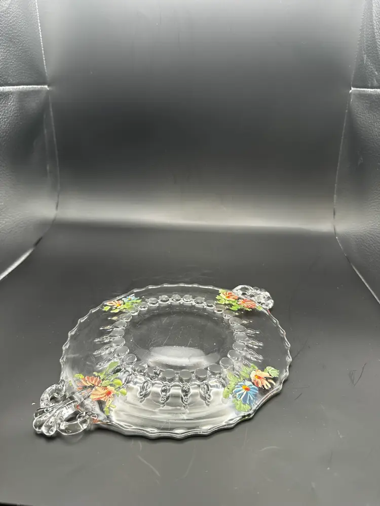 A34 Vintage clear glass serving dish