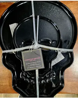Christian Siriano  Black Skull Platter & Appetizer Plate Set Made Of Melamine