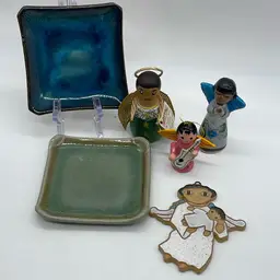 Christmas Angels And Trinket Dishes Mix Lot X6