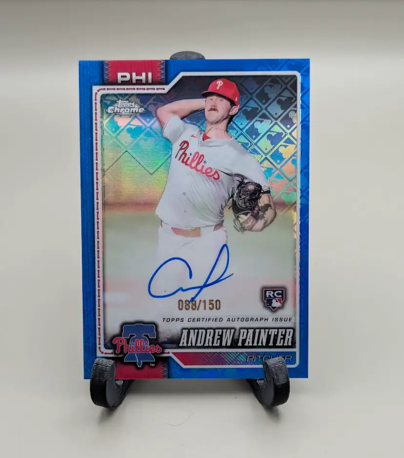 Andrew Painter #/150 2026 Topps Chrome Logofractor Blue Refractor Rookie Auto b - Philadelphia Phillies - (148-142)