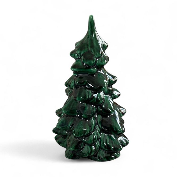 Vintage Green Glazed Ceramic Christmas Tree Figurine