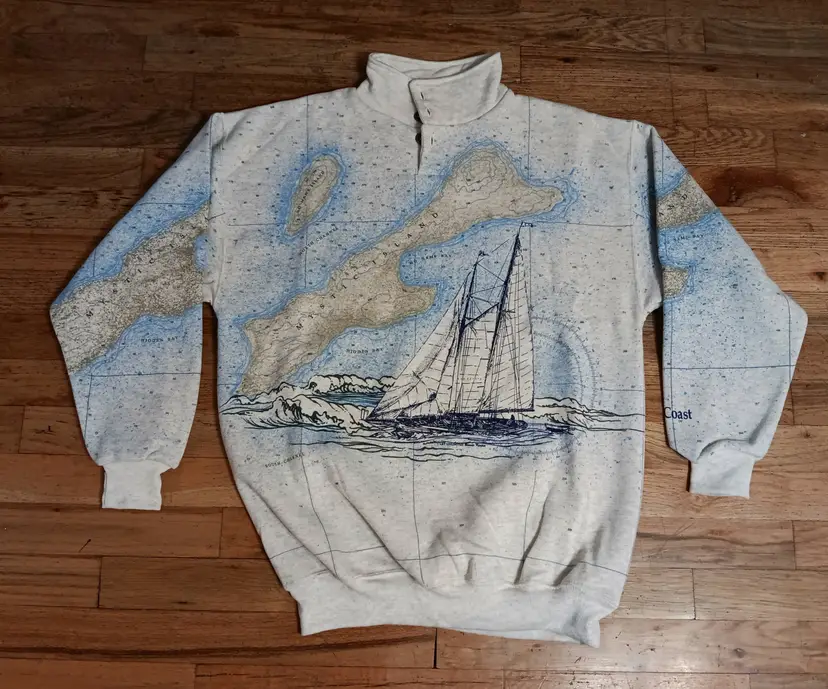 vintage Oregon Coast Sailboat Sweatshirt Deadstock Sweater Shirt ocean beach