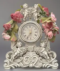 Rare Vintage Mantel Clock w Cherubs/Angels. Time for Love by MSR Imports